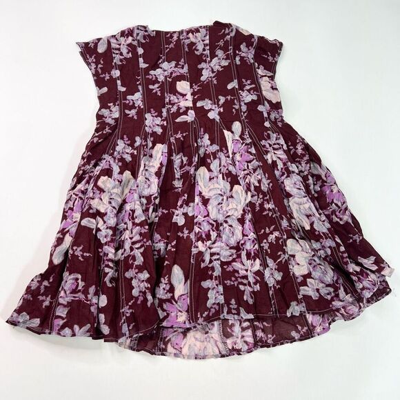 Free People Sully Dress Womens Small Purple Raisin Combo Floral Print Flared NWT - Picture 8 of 10